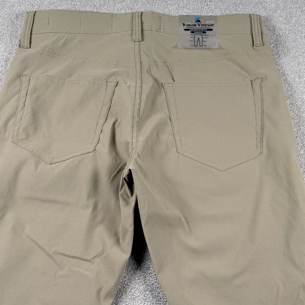 Tailor Vintage Performance Pants Mens 30x30 Khaki NEW Canaan Slim Fit Stretch